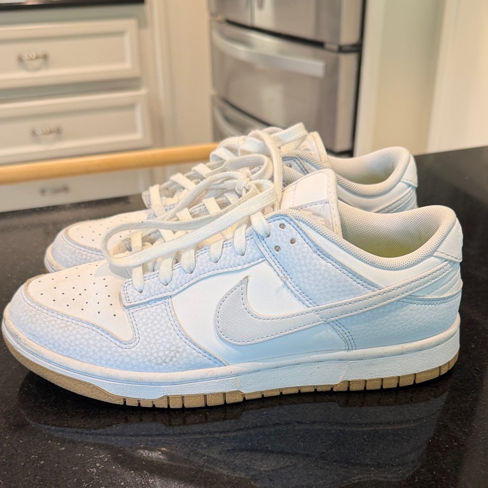 Nike Dunk Low Top Light Blue and white sneakers size 9